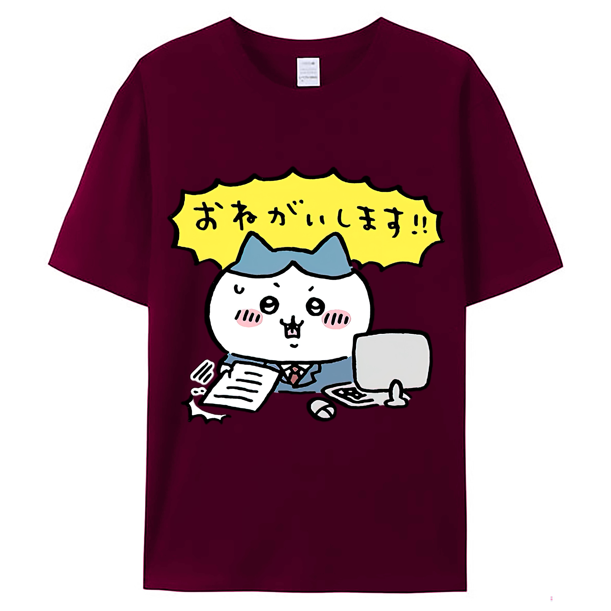（画像用） ちいかわ ハチワレ Chii-kawa hachiware レディースカジュアルプリントTシャツ（綿100％）